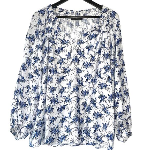 Lane Bryant Swing Popover Floral Blouse Bracelet-Sleeve Lightweight Size 14 16 - Picture 2 of 10